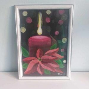 Kader kaars met kerstroos