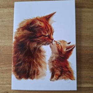 wenskaart dubbel- ginger mamapoes en kitten kusje