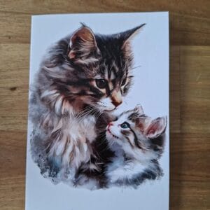 wenskaart dubbel- mamapoes en kitten close-up