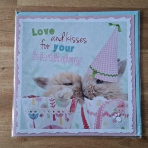 Wenskaart vierkant - Love and kisses for your birthday