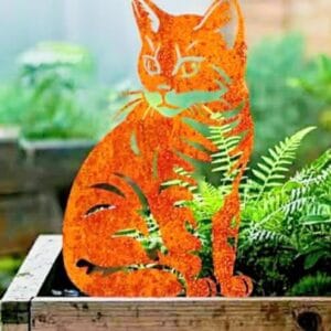 Metalen roest kat  (30 cm )